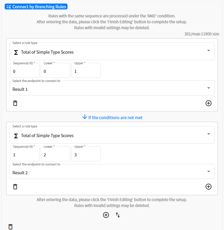 Example of Using Simple Score as a Rule Type for Conditional Branching